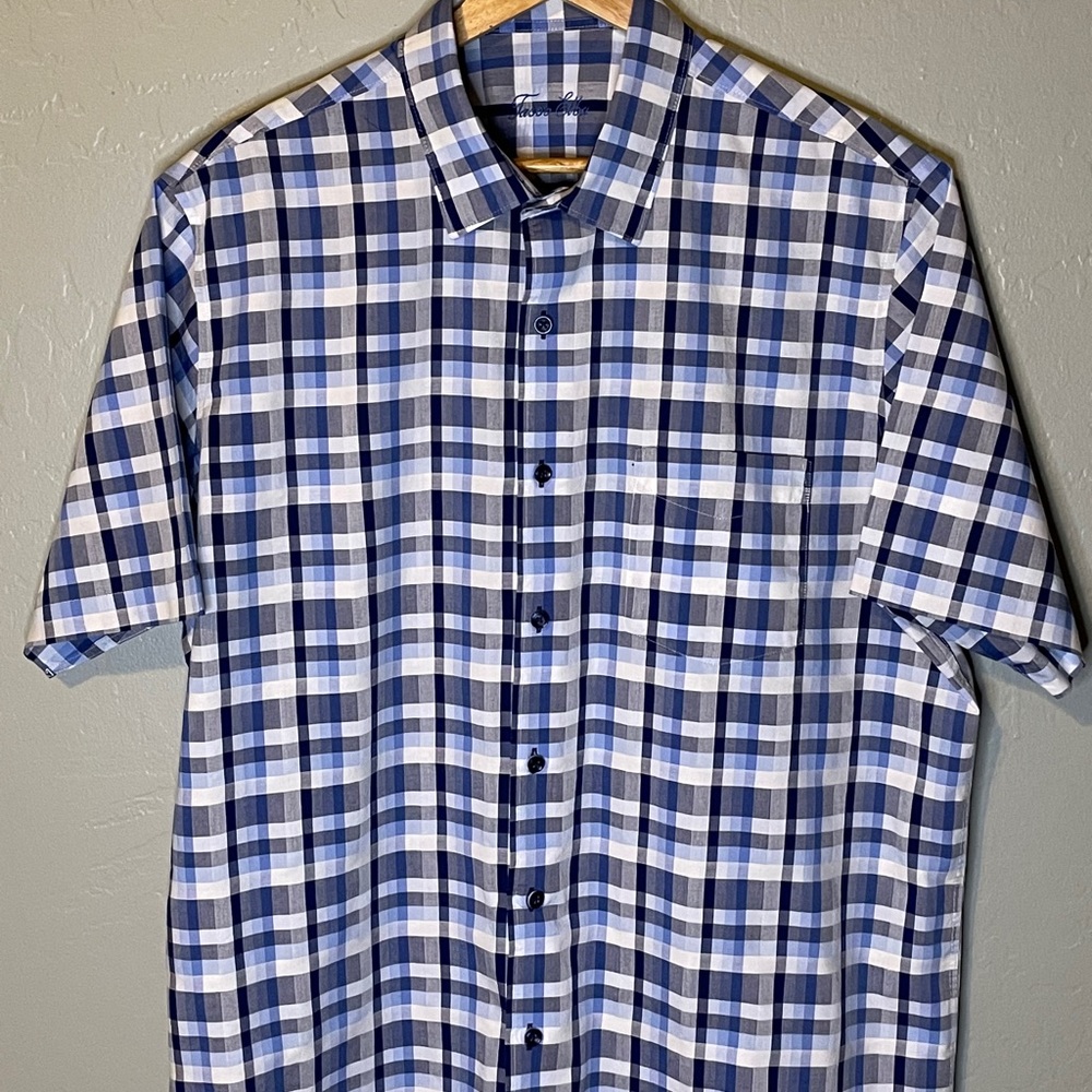 Tasso Elba men’s XL short sleeve blue plaid